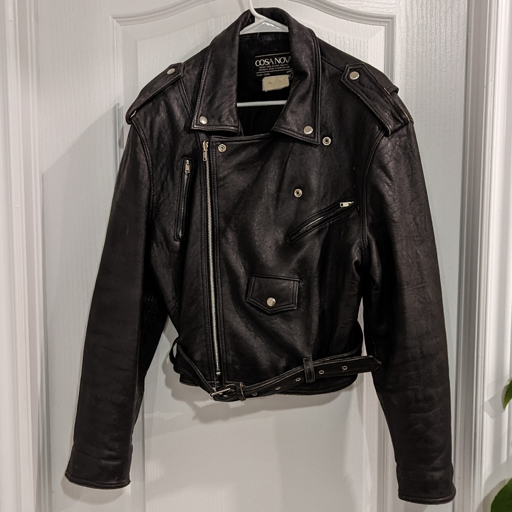 VINTAGE leather moto jacket